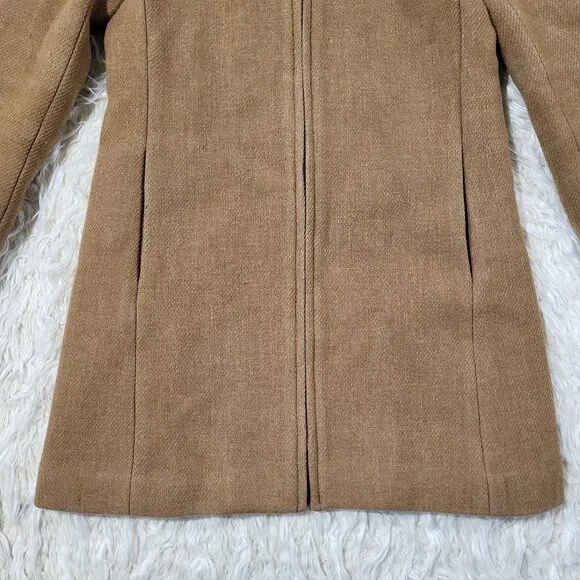 J.Crew Coat Womens 0 Lodge Italian Wool Camel Heather Acorn Zip Up Coat #K0896 - Picture 3 of 16